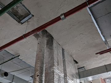 Вид усиленных конструкций после окончания работ по монтажу огнезащиты