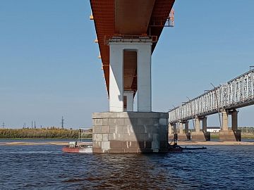 Вид опор мостового сооружения до проведения ремонтных работ