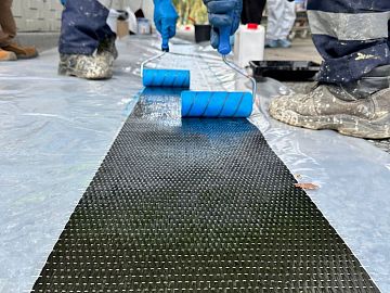 Пропитка холста Армошел КВ 500 клеем Манопокс 372 с одной стороны