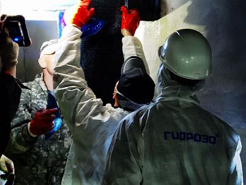 Монтаж пропитанного холста Армошел КВ900 на ж/б конструкцию