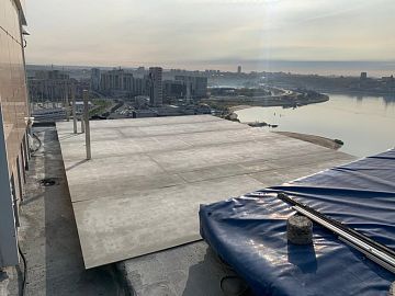 Подготовка выступающей террасы для нанесения Денстоп ПУ 325 Аква. Укладка ЦСП плит