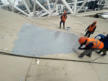 Система активной гидроизоляции ДенсТоп МС 351 будет устраиваться в два слоя с геотекстильным армированием.