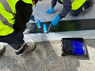 Пропитка холста Армошел КВ 500 клеем Манопокс 372 с одной стороны